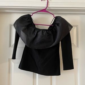 J Crew Black Ruffled Top